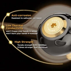 Gomexus 90mm Aluminium Power Handle With 45mm Titanium Knob - Black & Gold -Magasin De Pêche Sportive LYS90TB45BKGD 5